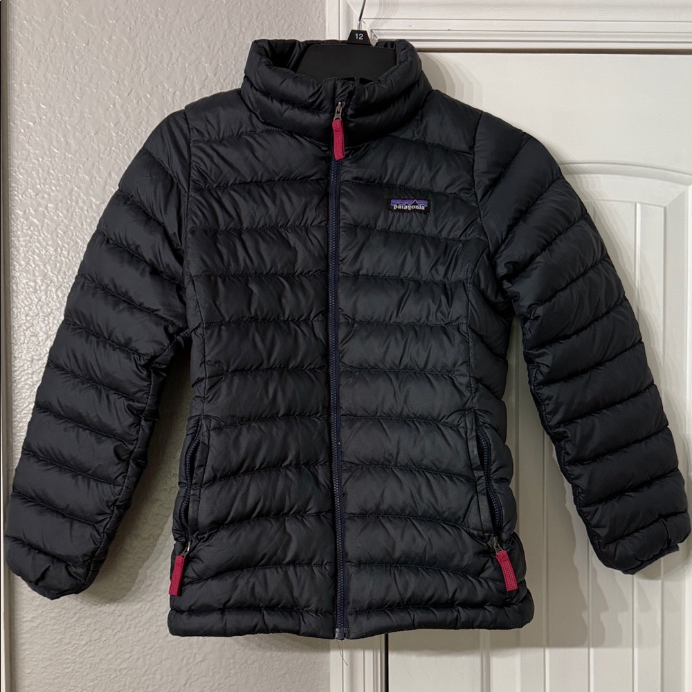 Patagonia Puffer Jacket -Navy Blue with Pink Zipper Pulls